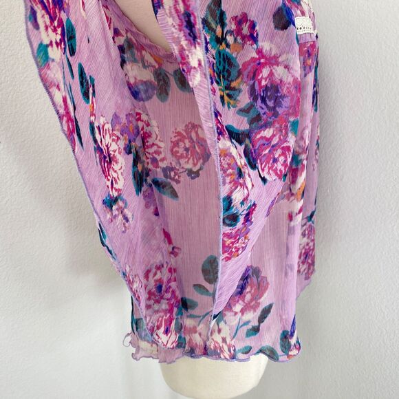 Julies Closet Lavender Chiffon Sheer Blouse Med Batwings Whimsy Fairy Boho Angel - Picture 10 of 11